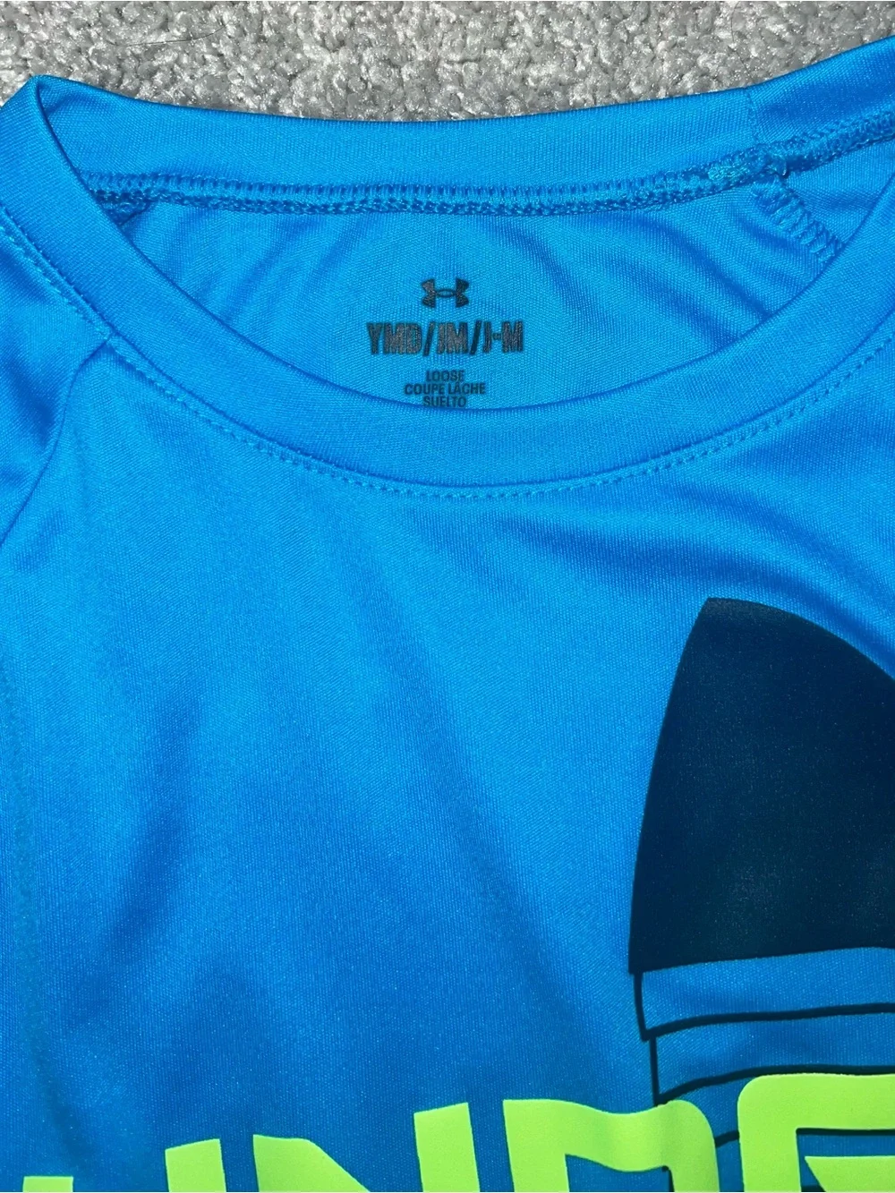 Under Armour Bright Blue Performance Tee with Neon Logo